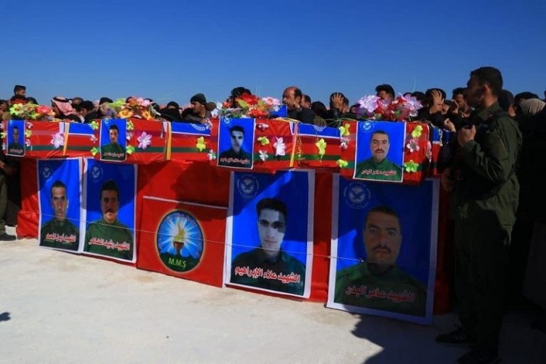 تشييع 4 عناصر من آساييش قتلوا بهجوم شمال الرقة